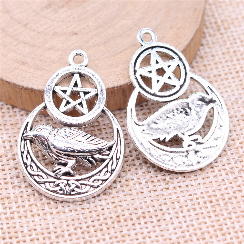 Women's Creative Hip Hop Rock Pentagram Crow Shape Pendant Jewelry Accessories