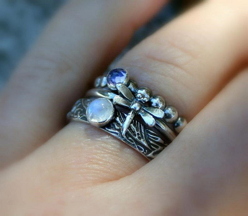 Cross-border Hot Sale Retro Three-in-one Female Ring Dragonfly Animal Ring