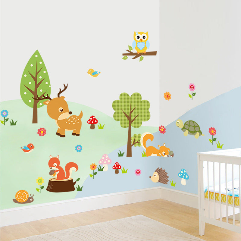 Forest Animal Owl Children's Room Bedroom Background Wall Sticker