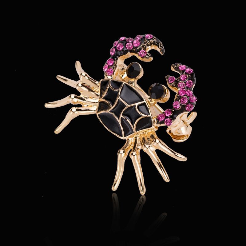 Personality Black Dark Purple Drop Oil Little Crab Brooch