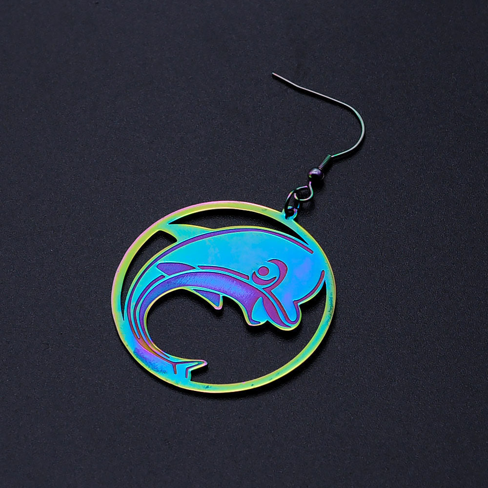 Dolphin Animal Pendant Earrings Jewelry Accessories Stainless Steel Earrings