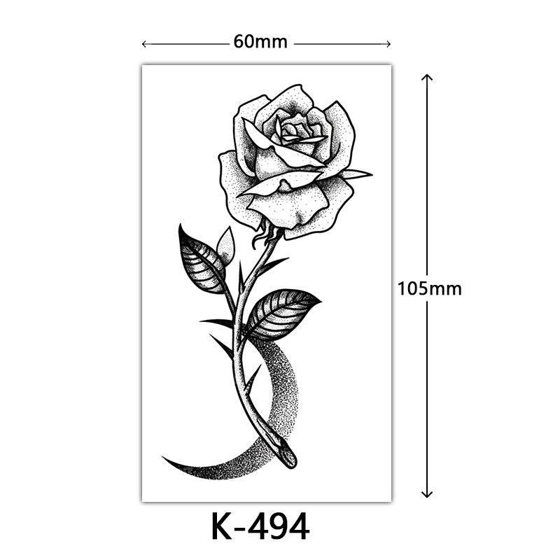 English Letter Flower Butterfly Sketch Line Waterproof Tattoo Sticker