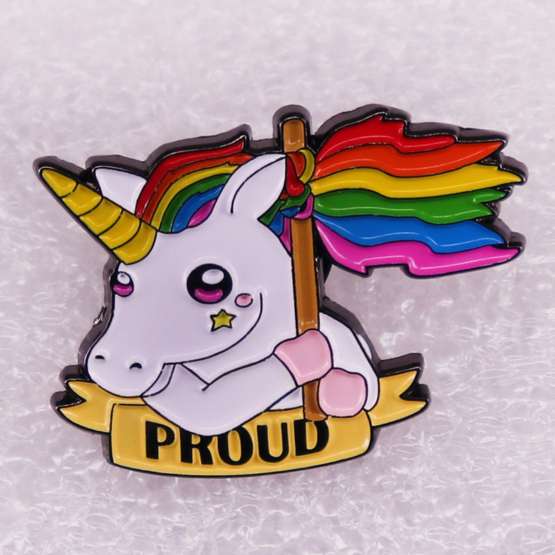 Cartoon Rainbow Metal Brooch