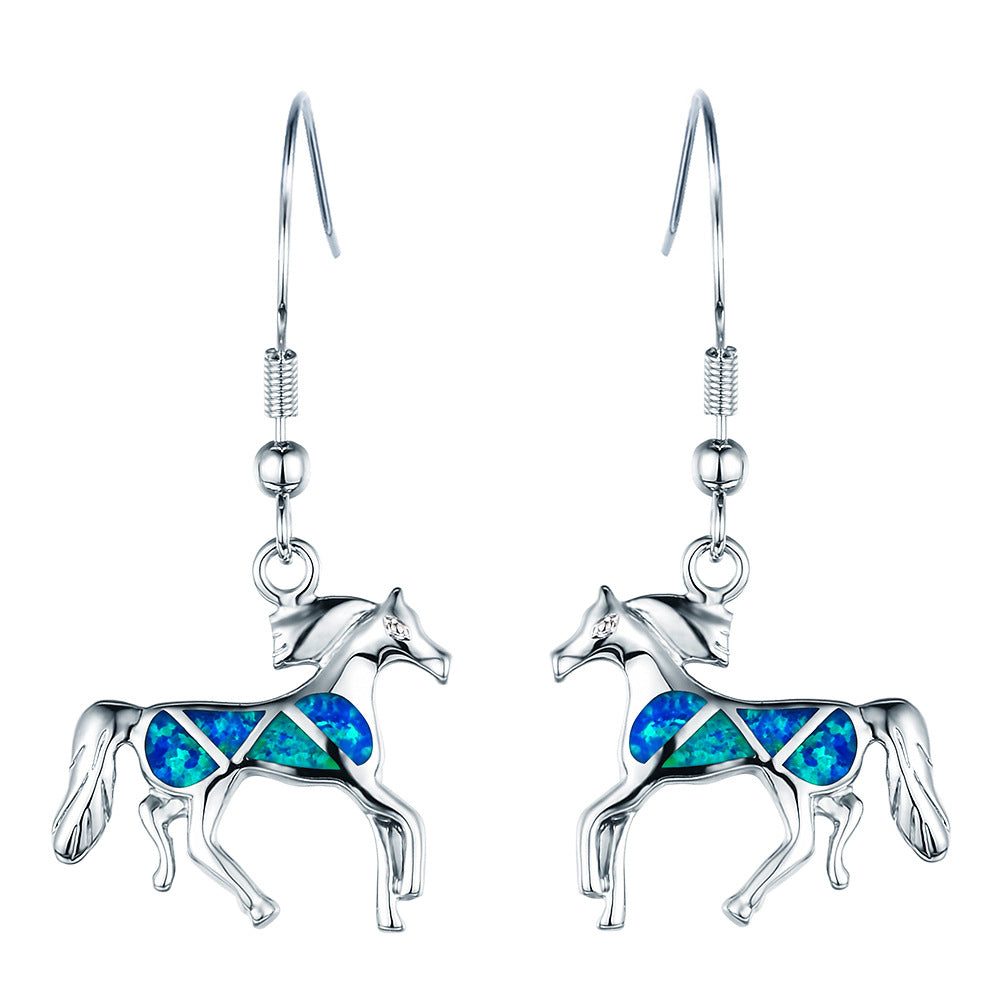 Opal small animal pony earrings