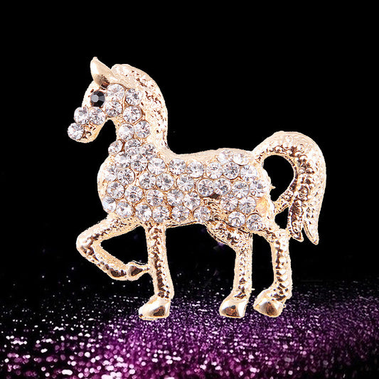 Fashion And Fully-jewelled Horse Animal Brooch Female Corsage