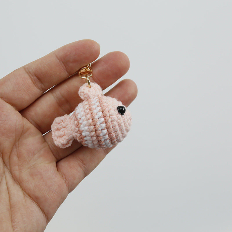 Creative Hand Crocheted Clownfish Pendant Keychain