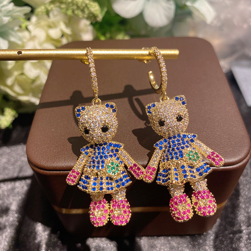 Delicate And Fashionable Cartoon Animal Cat Earrings