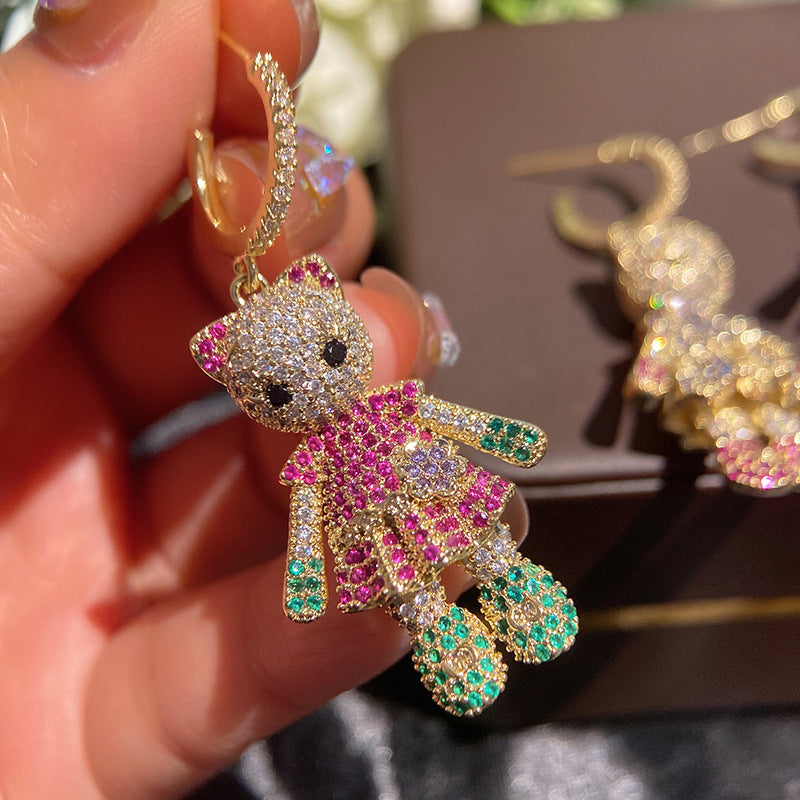 Delicate And Fashionable Cartoon Animal Cat Earrings