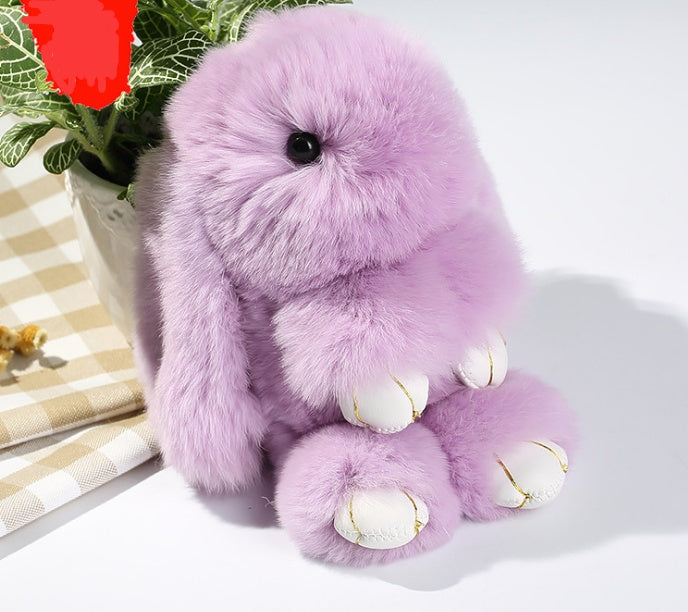 15cm Cute Pluff Bunny Keychain Rex Genuine Rabbit Fur Key Chains For Women Bag Toys Doll Fluffy Pom Pom Lovely Pompom Keyring