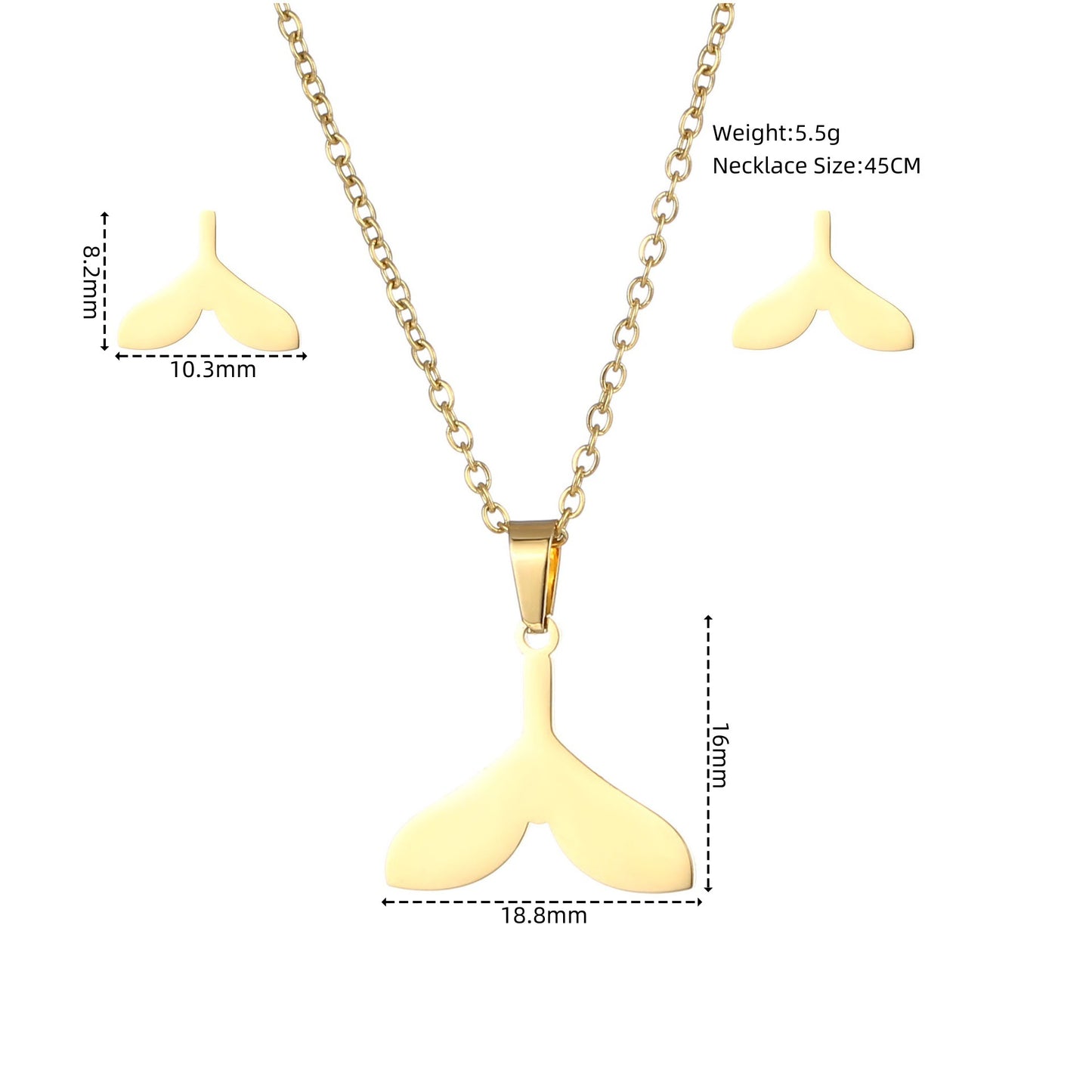 European And American New Dragonfly Pendant Stainless Steel Necklace And Earring Suit