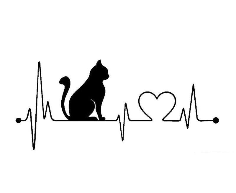 Pet Cat Heartbeat Lifeline Vinyl Sticker