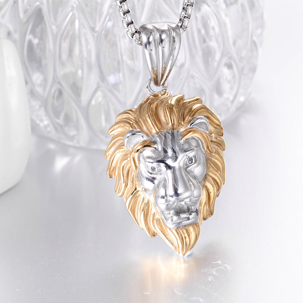 Titanium Steel Jewelry Fashion Hollow Lion Head Stainless Steel Pendant
