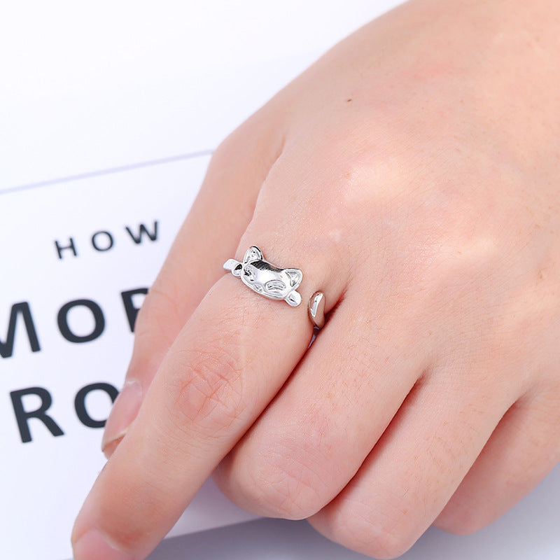Retro Cute Cat Ring Japanese And Korean Fashion Creative Animal Little Finger Ring Adjustable Opening
