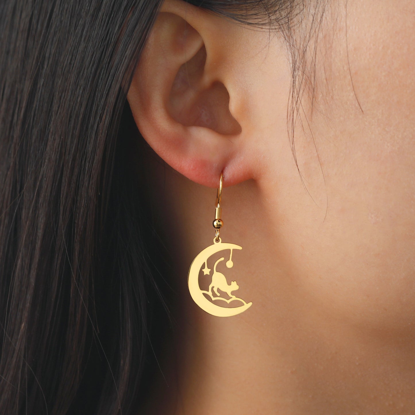 Women's Stainless Steel Animal Cat Earrings