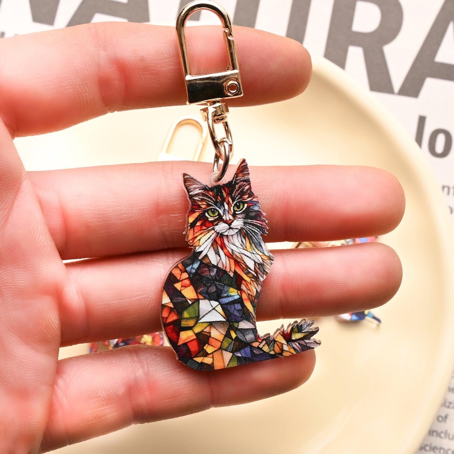 Animal Theme Cartoon Cat Puppy Acrylic Keychain