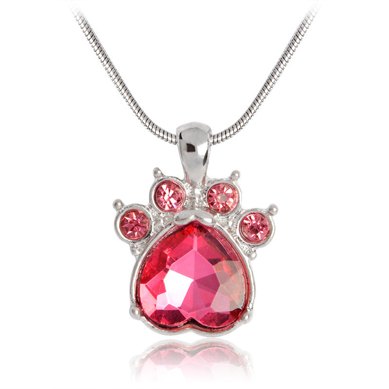 Cute animal paw pendant necklace
