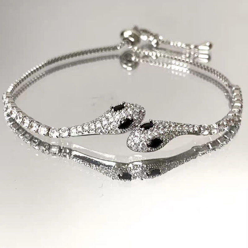 Women's Fashion And Fully-jewelled Snake Bracelet