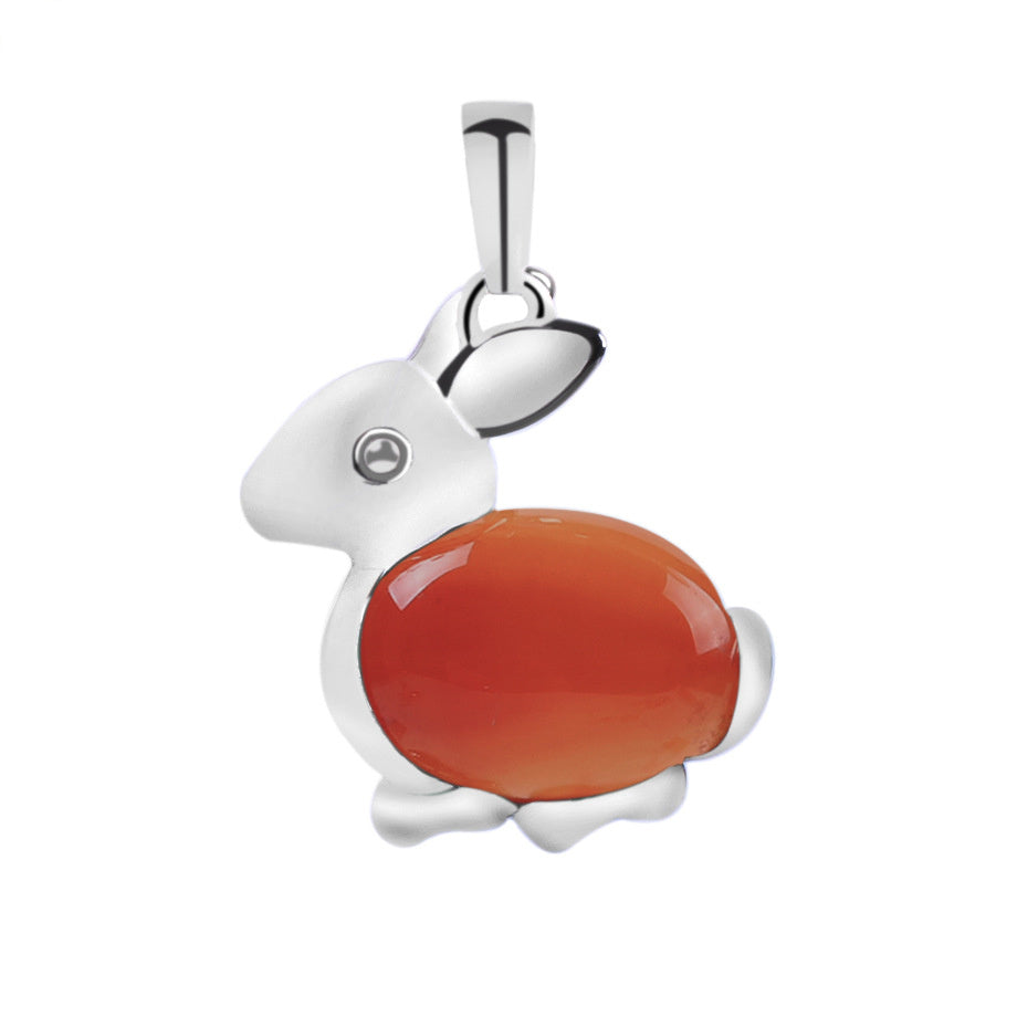Crystal Jewelry Rabbit Natural Stone Pendant Necklace