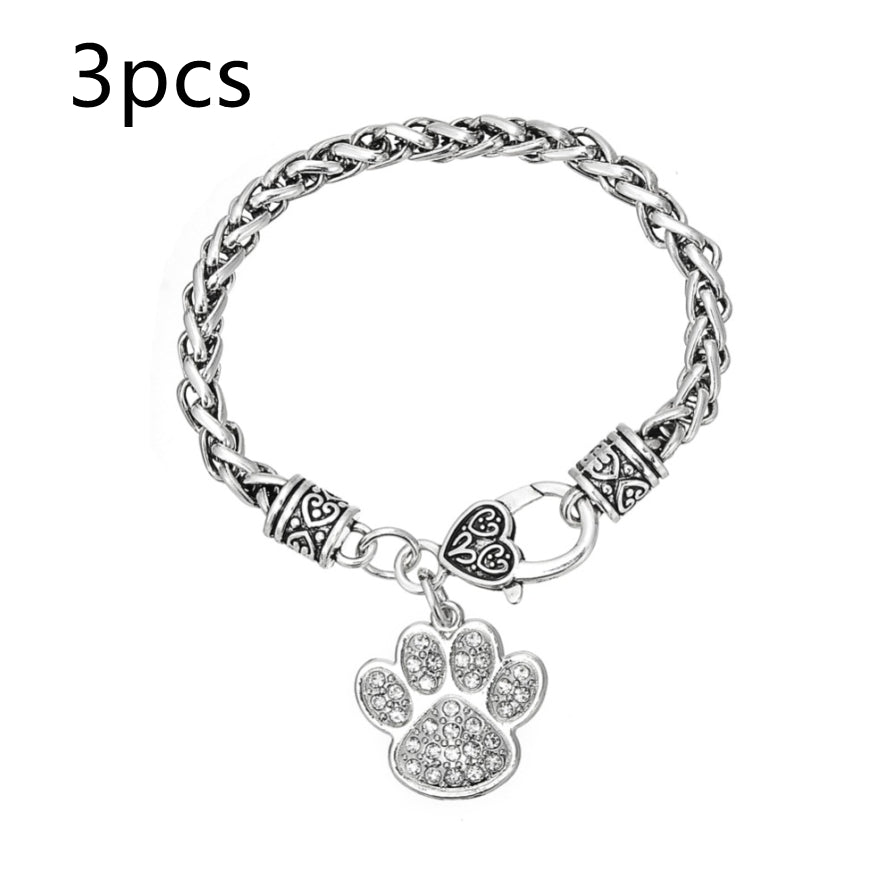 Cartoon animal footprints paw print pendant bracelet