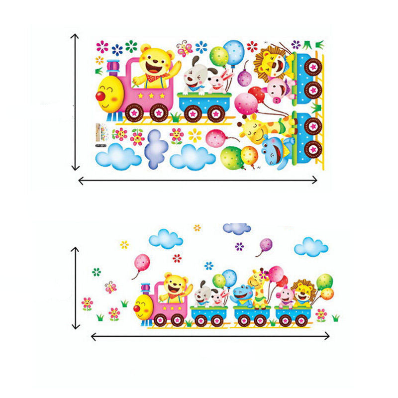 Trumpet Kids Animal Train Cartoon Wall Sticker