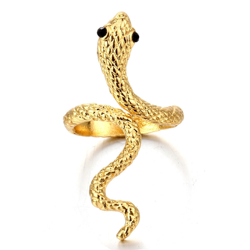 Animal Spirit Snake European And American Retro Punk Exaggerated And Personalized Men And Women Winding Snake Animal Opening Ring