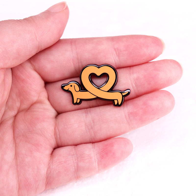 Dachshund Love Brooch Pet Badge Pin Accessories