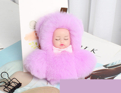Rex Rabbit Fur Plush Sleep Doll Keychain