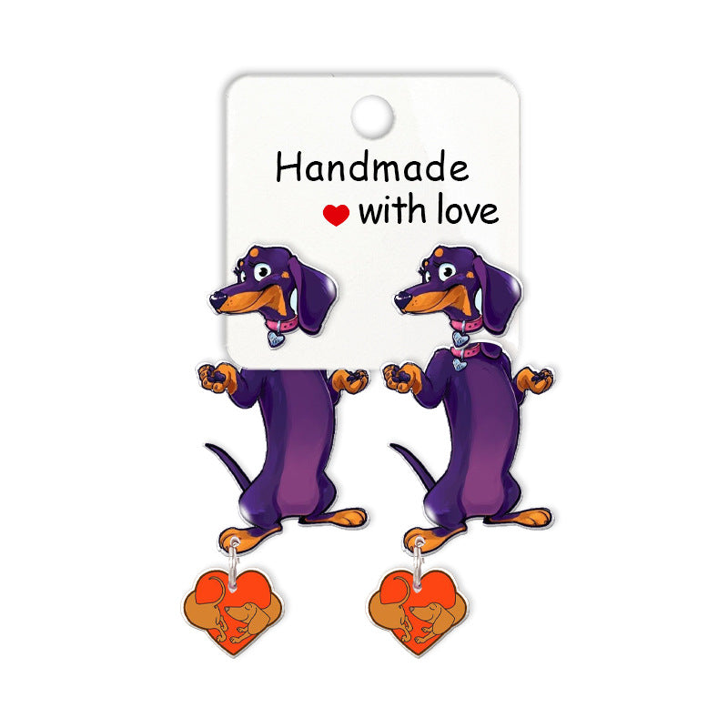 Cute Animal Dachshund Stud Earrings Cartoon Puppy