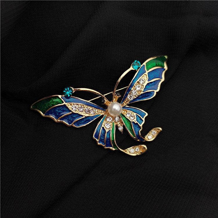 Retro Court Mid-ancient Style Western Enamel Butterfly Brooch