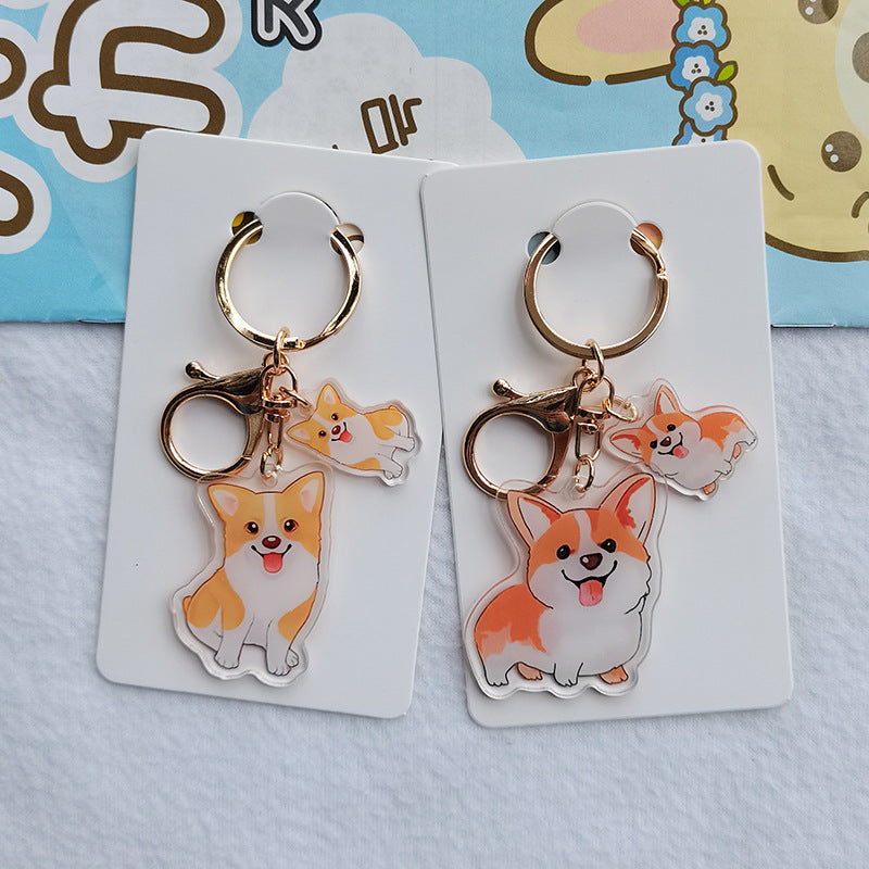 Cute Cartoon Puppy Pet Shiba Inu M Acrylic Transparent Double-sided Keychain