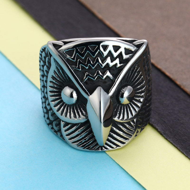 Animal Stainless Owl Titanium Steel Ring
