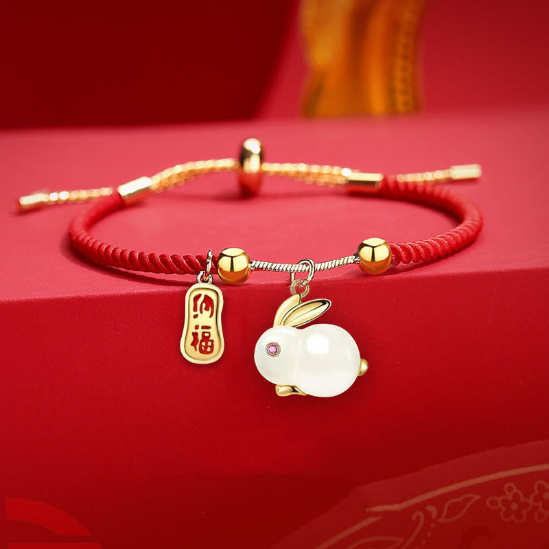 Lovely Rabbit Bracelet For Women Girl Festival Gift Tiger Stone Link Chain Jewelry Accessories