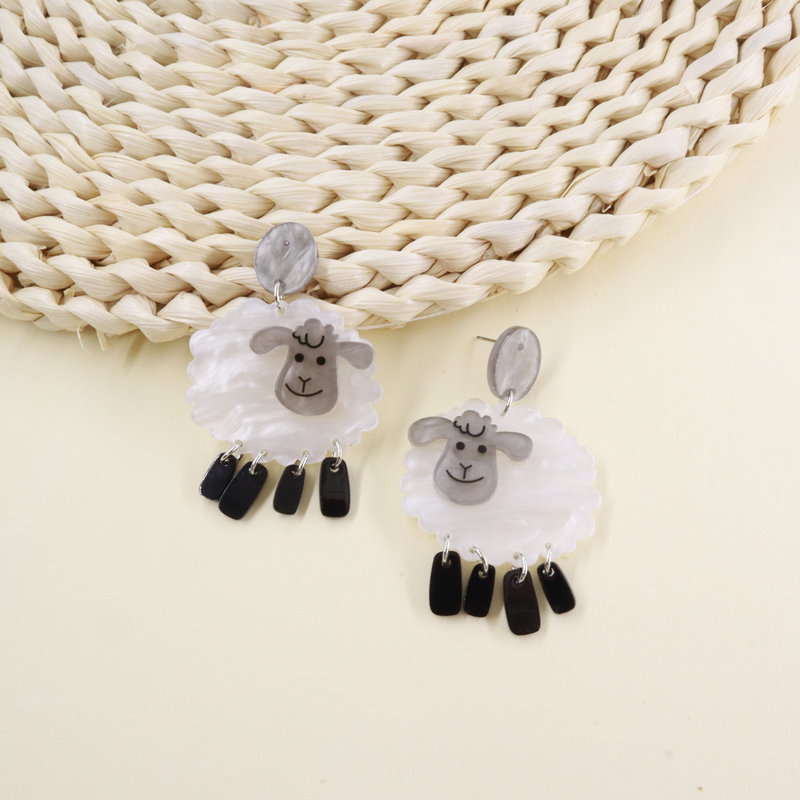 Acrylic Sheep Earrings Funny Animal Jewelry