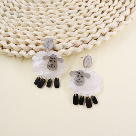 Acrylic Sheep Earrings Funny Animal Jewelry