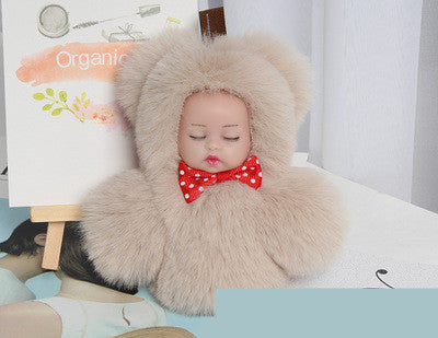 Rex Rabbit Fur Plush Sleep Doll Keychain