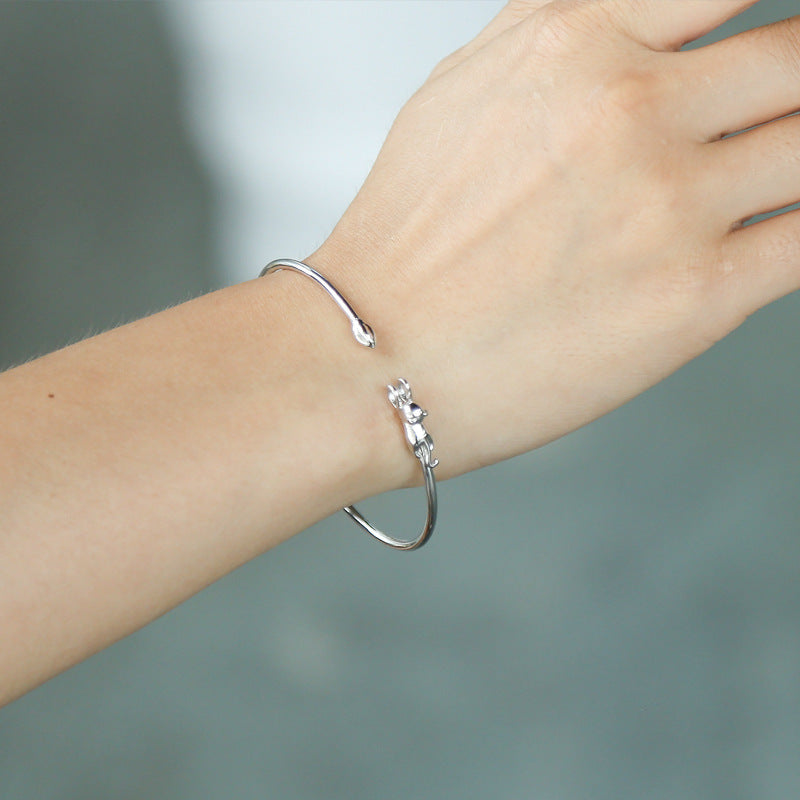 Fashionable Cute S925 Silver Cat Bracelet