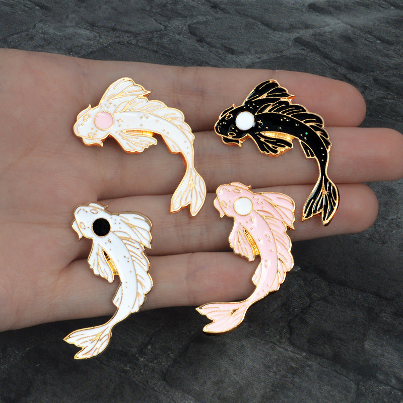 Four-color Good Luck Koi Alloy Oil Drip Accessories Brooch