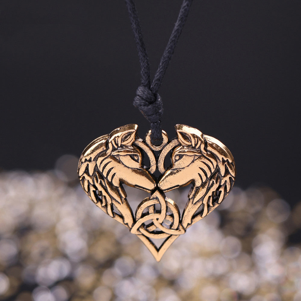 Horse pendant I love you peach heart necklace