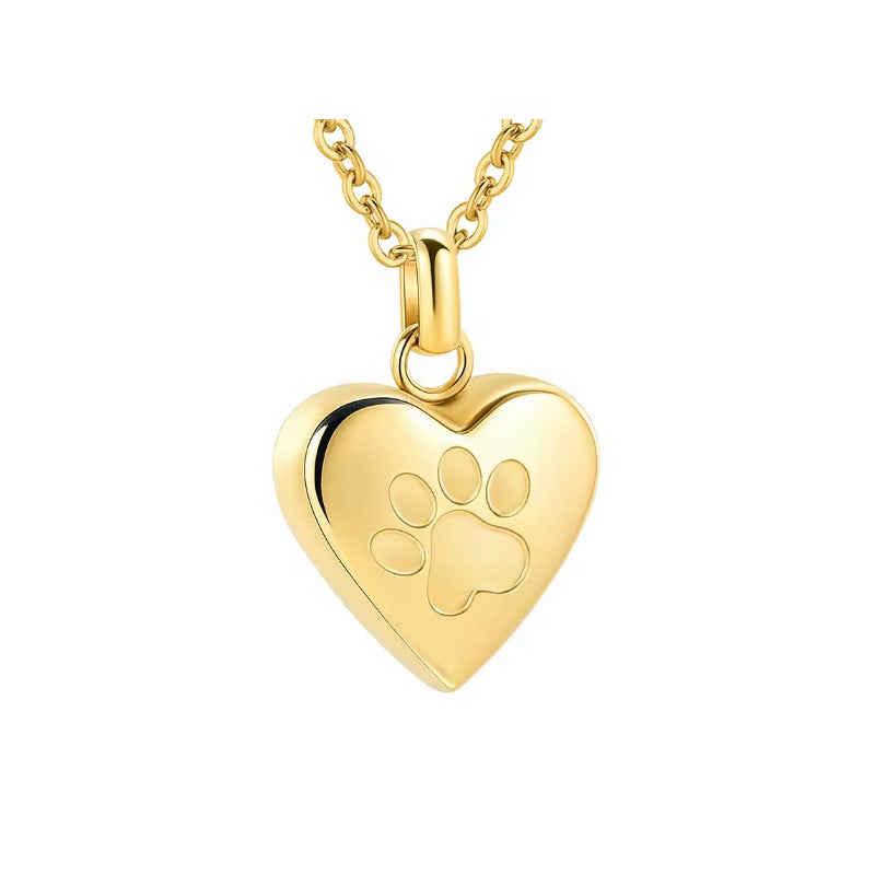 Simple Love Paw Print Titanium Steel Cinerary Casket Necklace Creative Can Be Opened