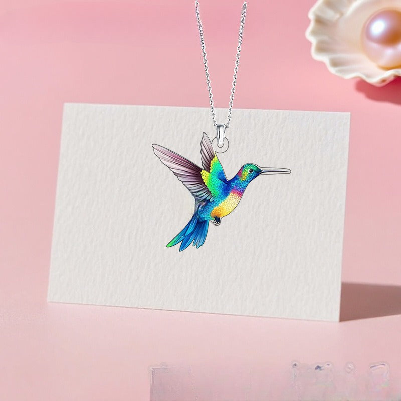 Colorful Hummingbird Series Necklace Earring Jewelry Set