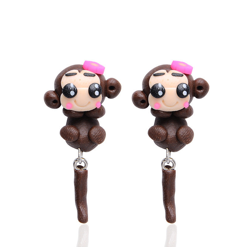 Fashionable And Personalized Animal Soft Clay Earrings