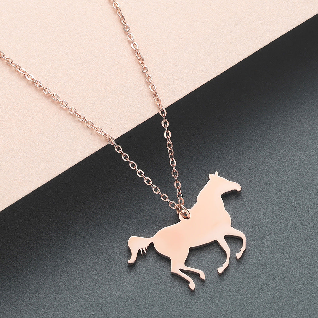 Animal stainless steel horse zodiac pendant necklace