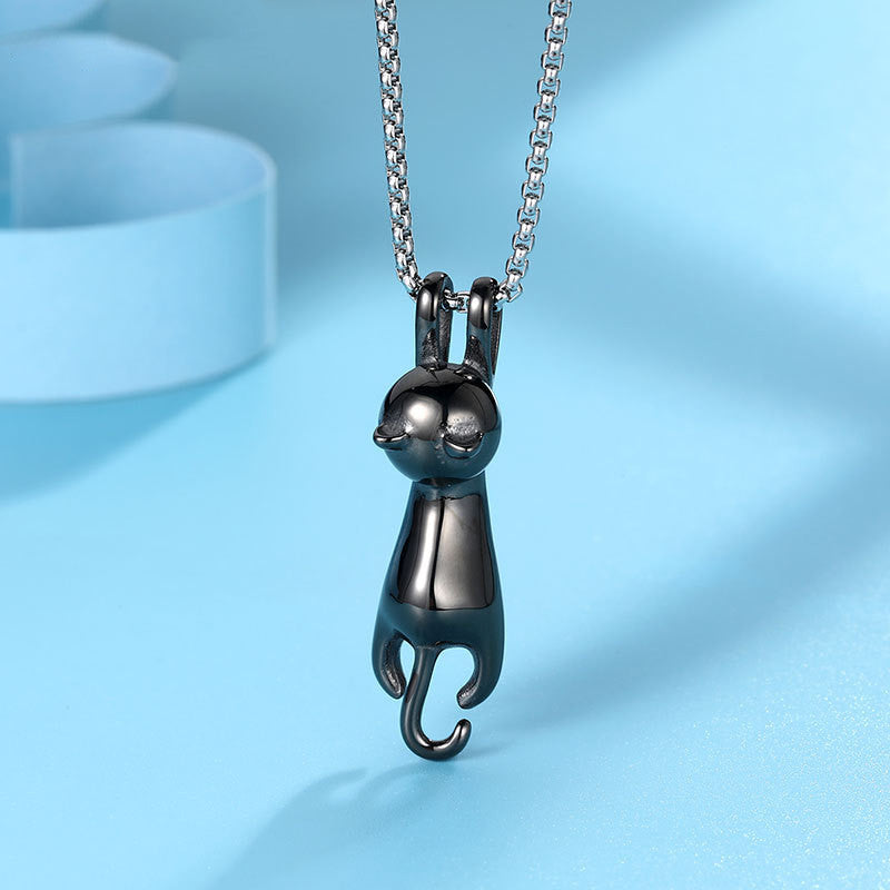 Cat Necklace Pendant Titanium Steel Necklace Peeping Cat