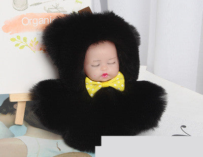 Rex Rabbit Fur Plush Sleep Doll Keychain