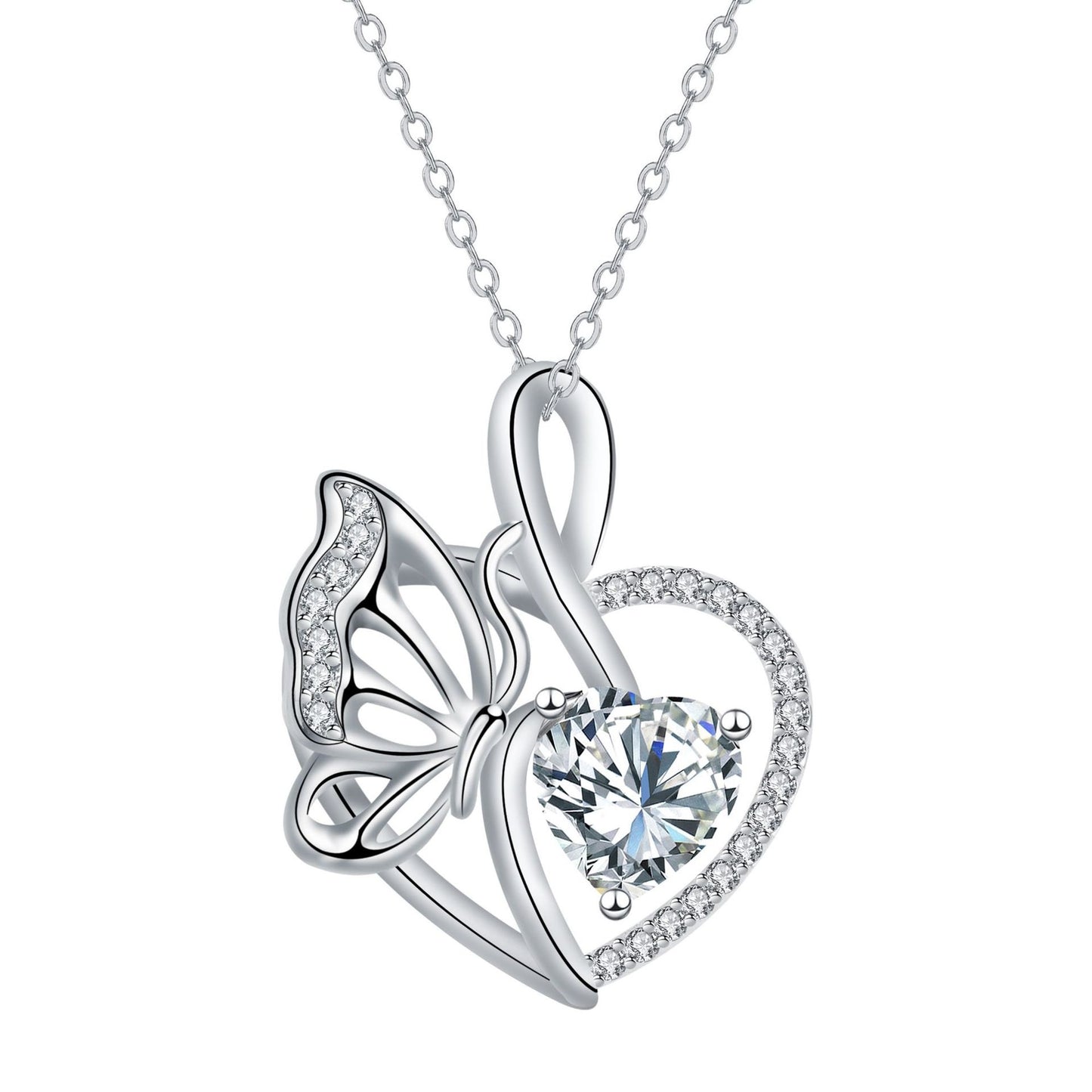 Love Butterfly Inlaid Jewelry High Sense Stylish Elegant Necklace Women