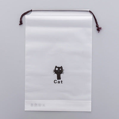 Cartoon black cat drawstring storage bag