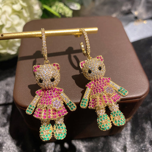 Delicate And Fashionable Cartoon Animal Cat Earrings