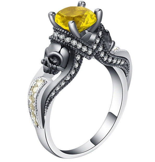 Hainon Women's Skull Ring European and American Punk style Motor Biker Men Party Ring Birthday stone skull men's jewelry Rings