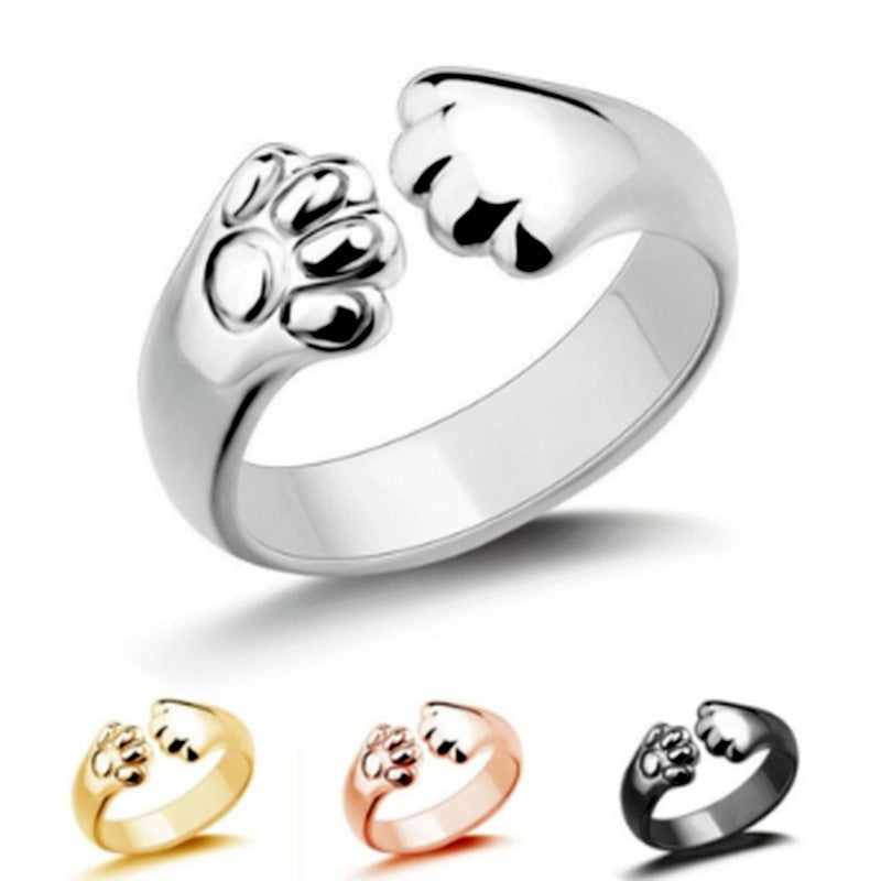 European And American Animal Bear Paw Ring