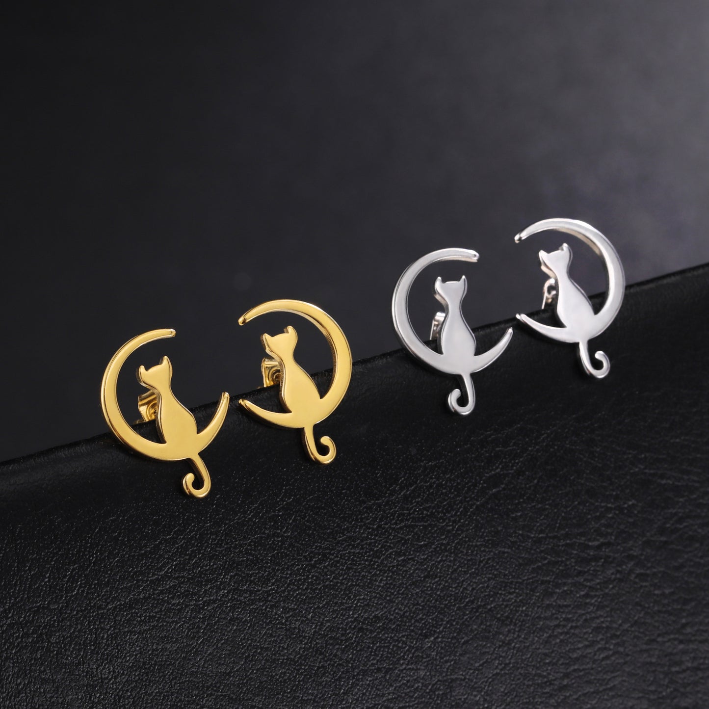 Fairy Tale Style Cute Sweet Moon Cat Ear Studs